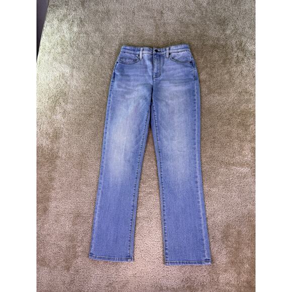 Lands' End Straight Fit 5 Pocket Stretch Denim Jeans Blue Size 4 High Rise E296 - Picture 1 of 13
